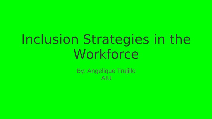 Workforce Inclusion Strategies
