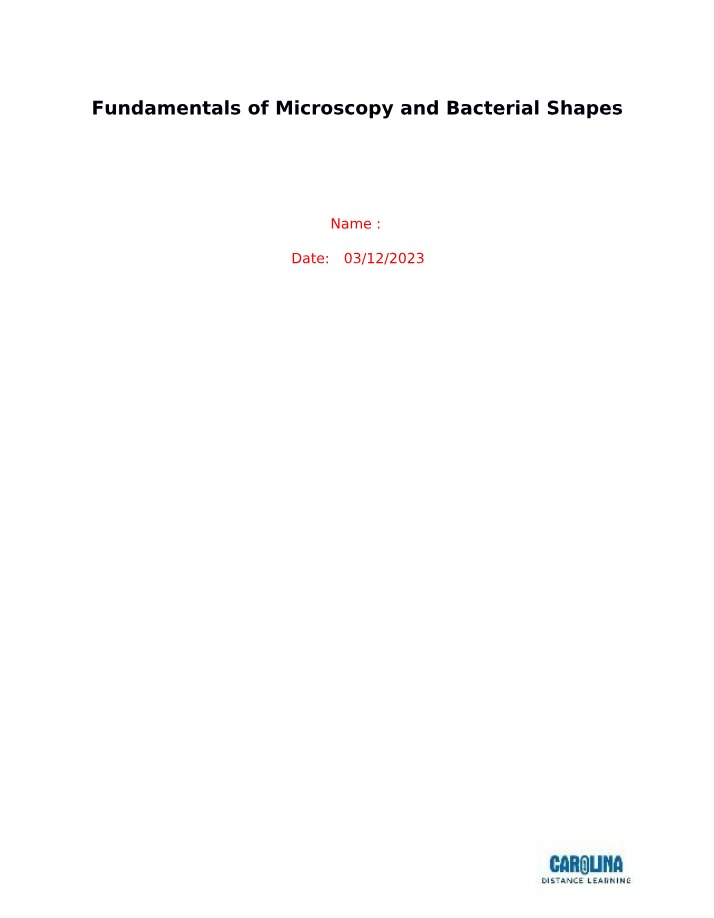 Fundamentals of Microscopy - Bacterial Shapes