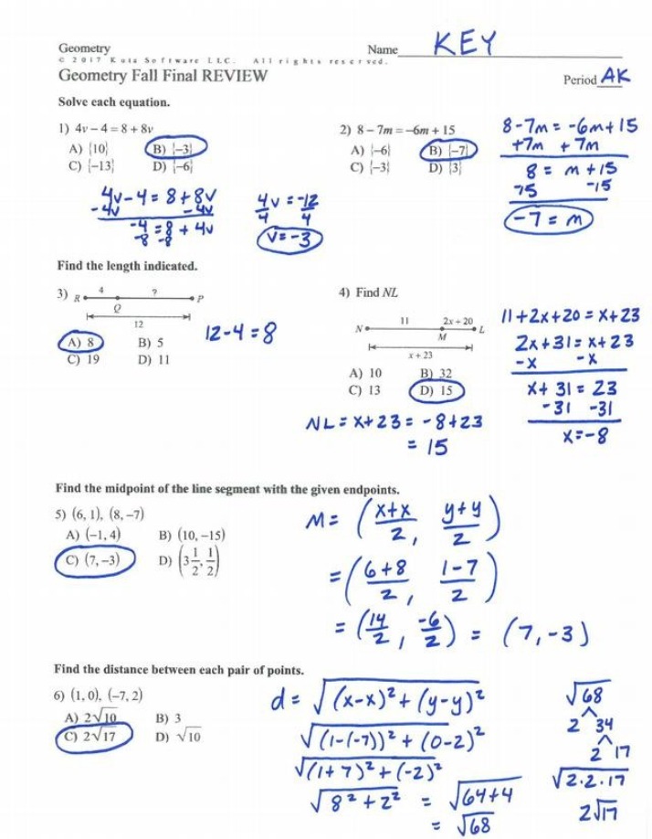 Geometry Review - Fall Final