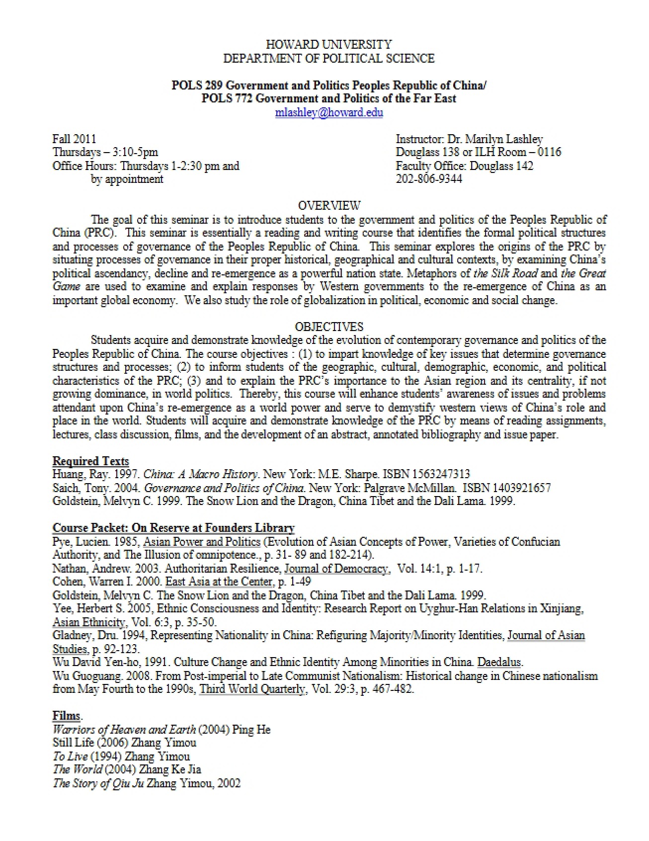 Syllabus for POLS 289