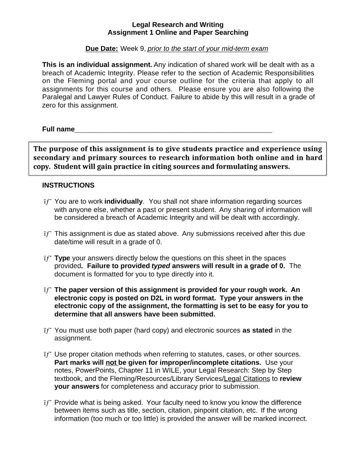 Assignment 1 - Paper Based and On Line Searching