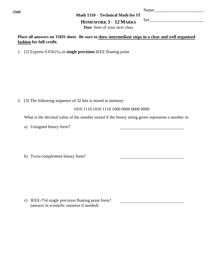Technical Math for IT Homework 3 (Winter 2023)