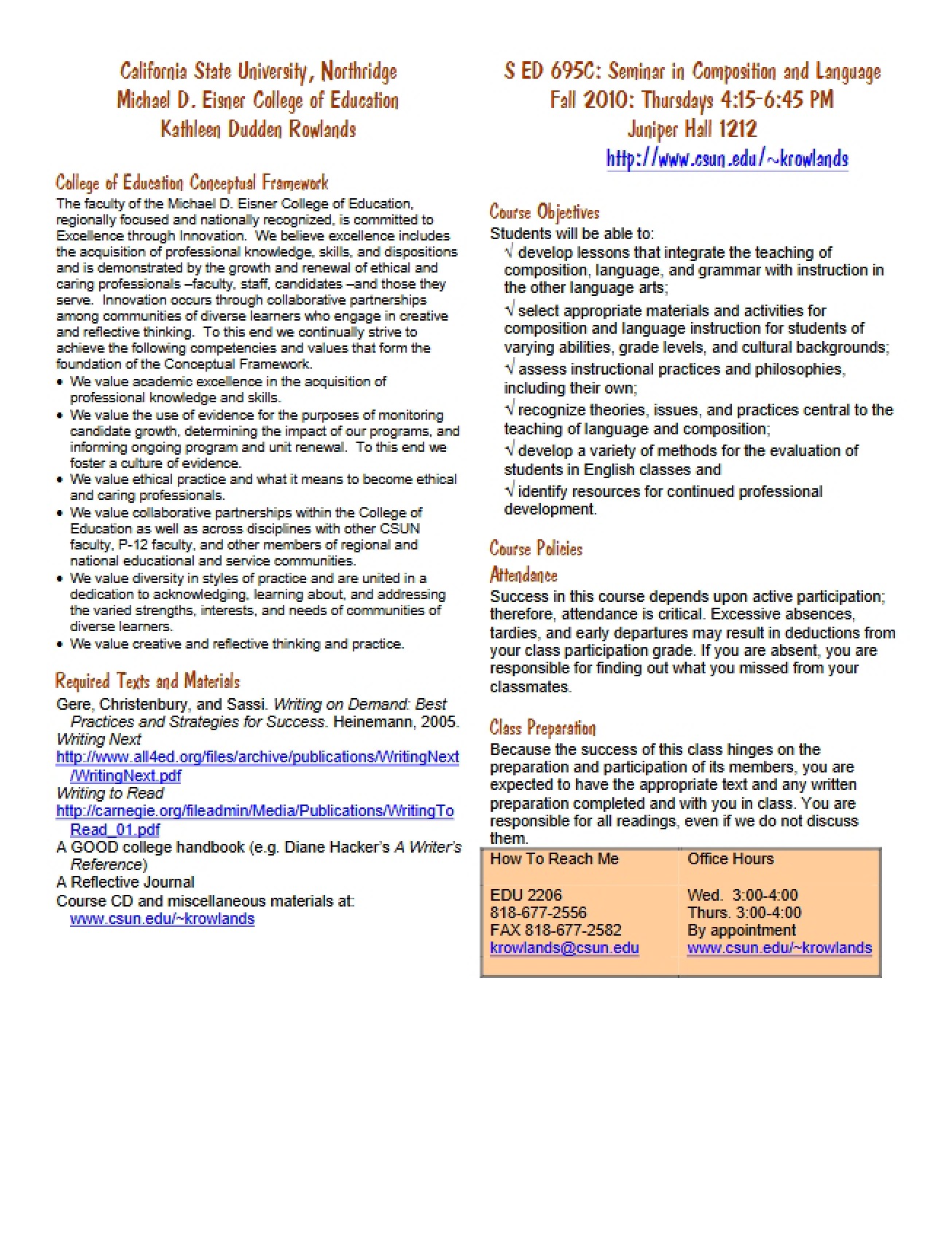 Language Arts Curriculum Syllabus