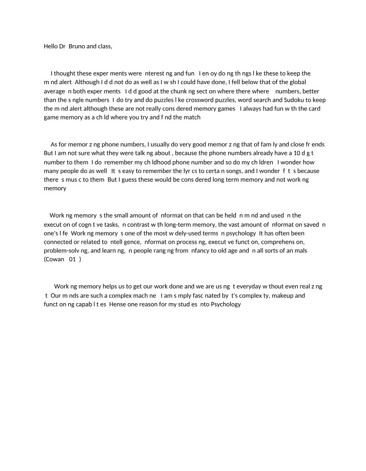 Working Memory - Insights and Complexities
