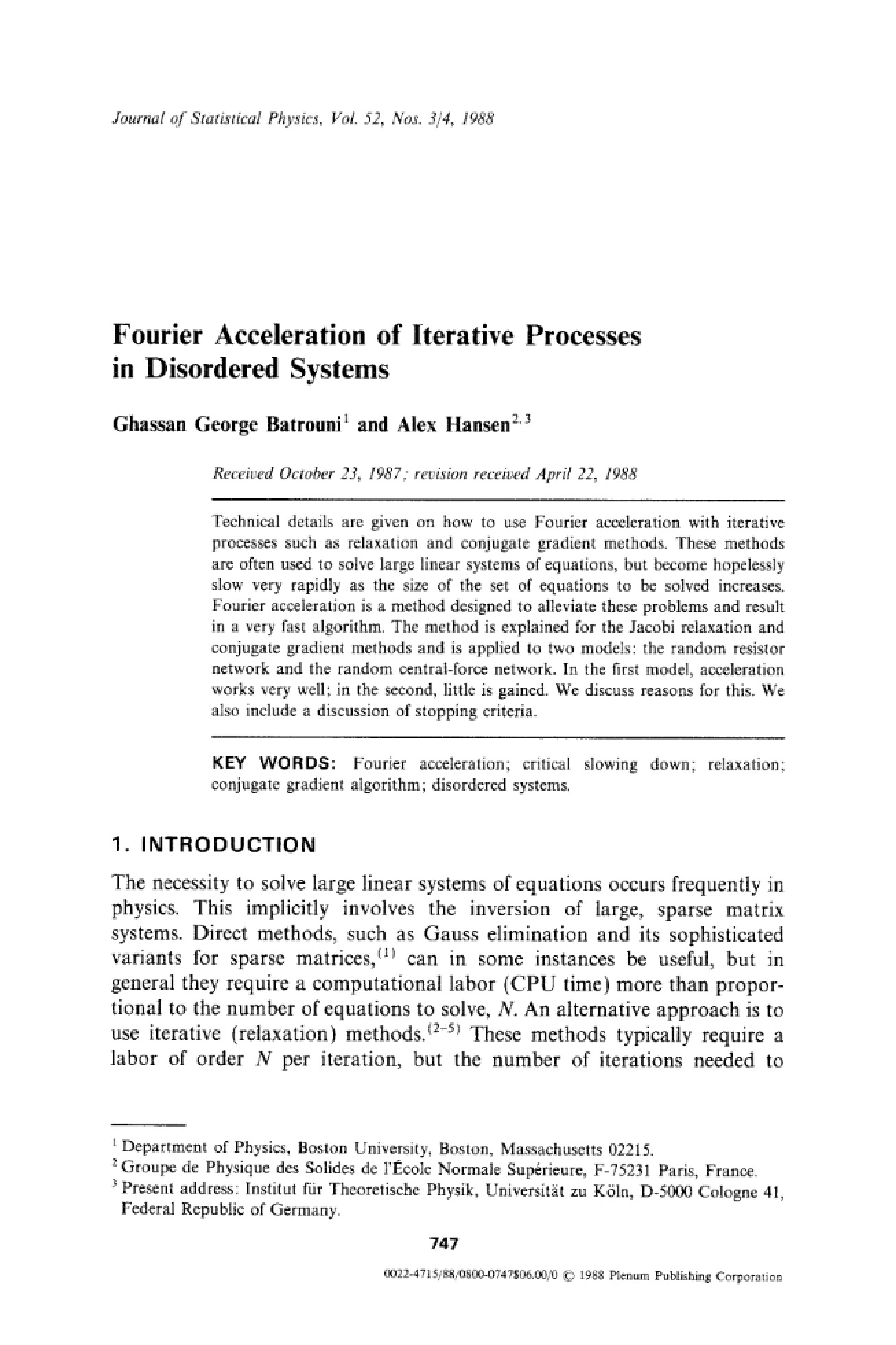 Disordered Systems Fourier Acceleration of Iterative Processes