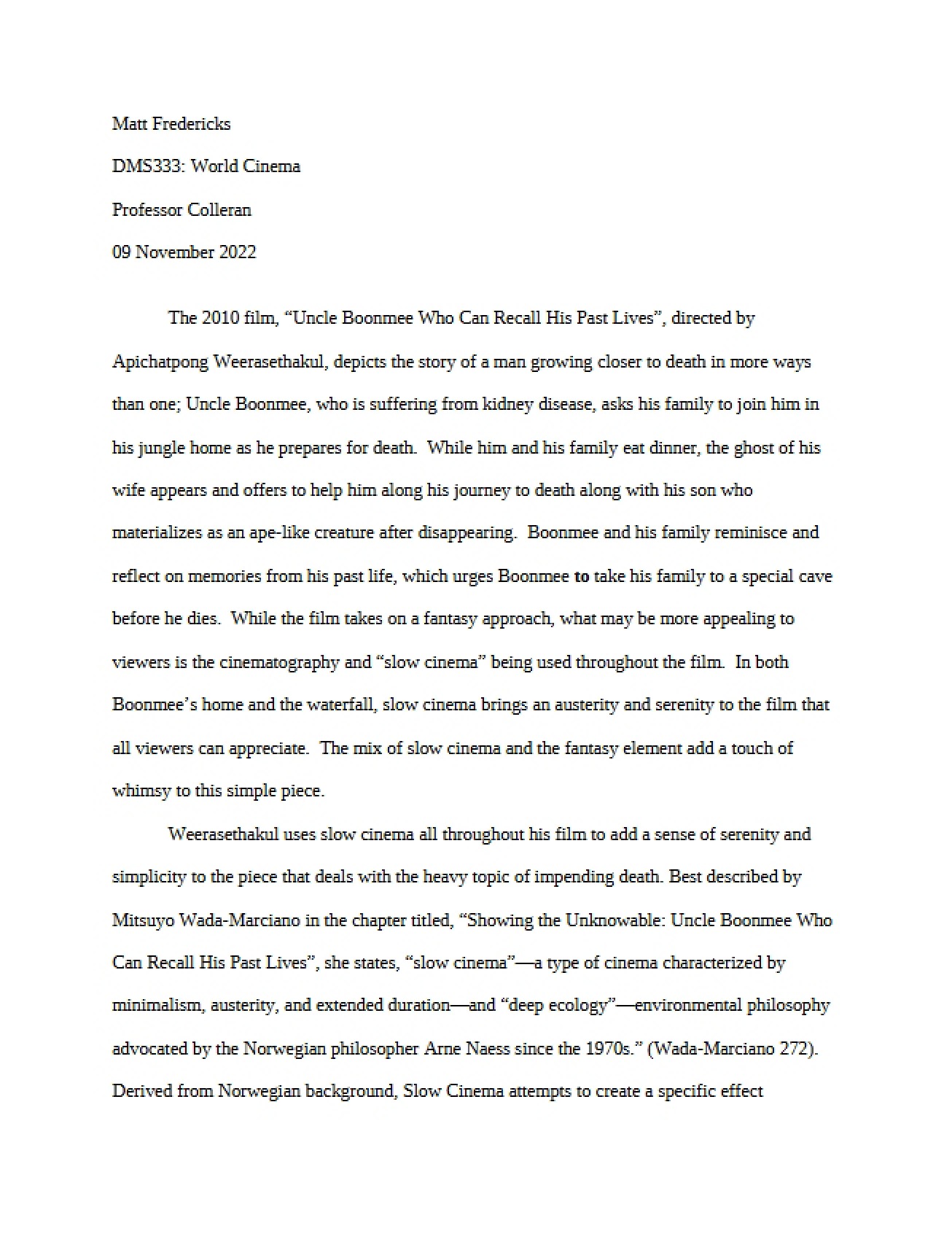 Paper on World Cinema