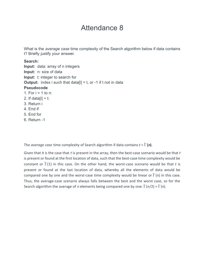 Average Case Time Complexity of Search Algorithm