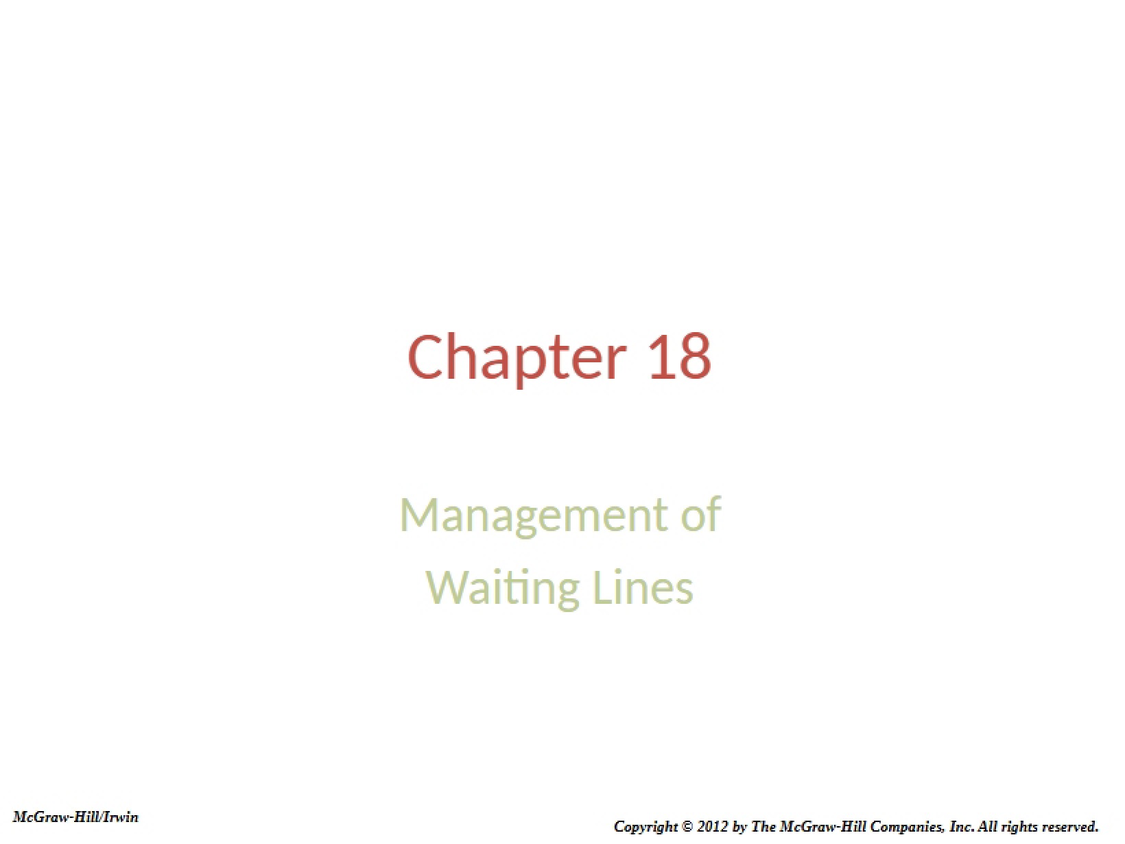 Waiting Line Management