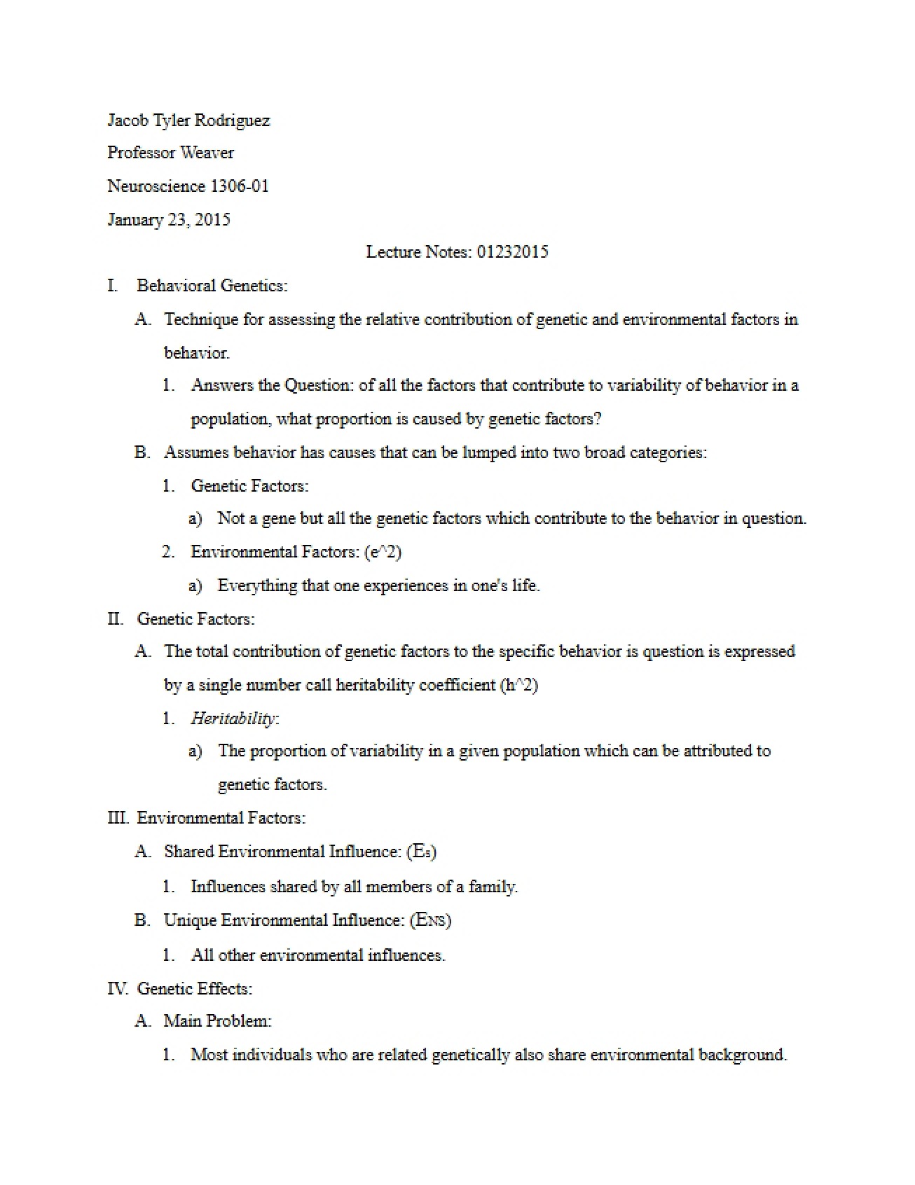 Neuroscience Lecture Notes V