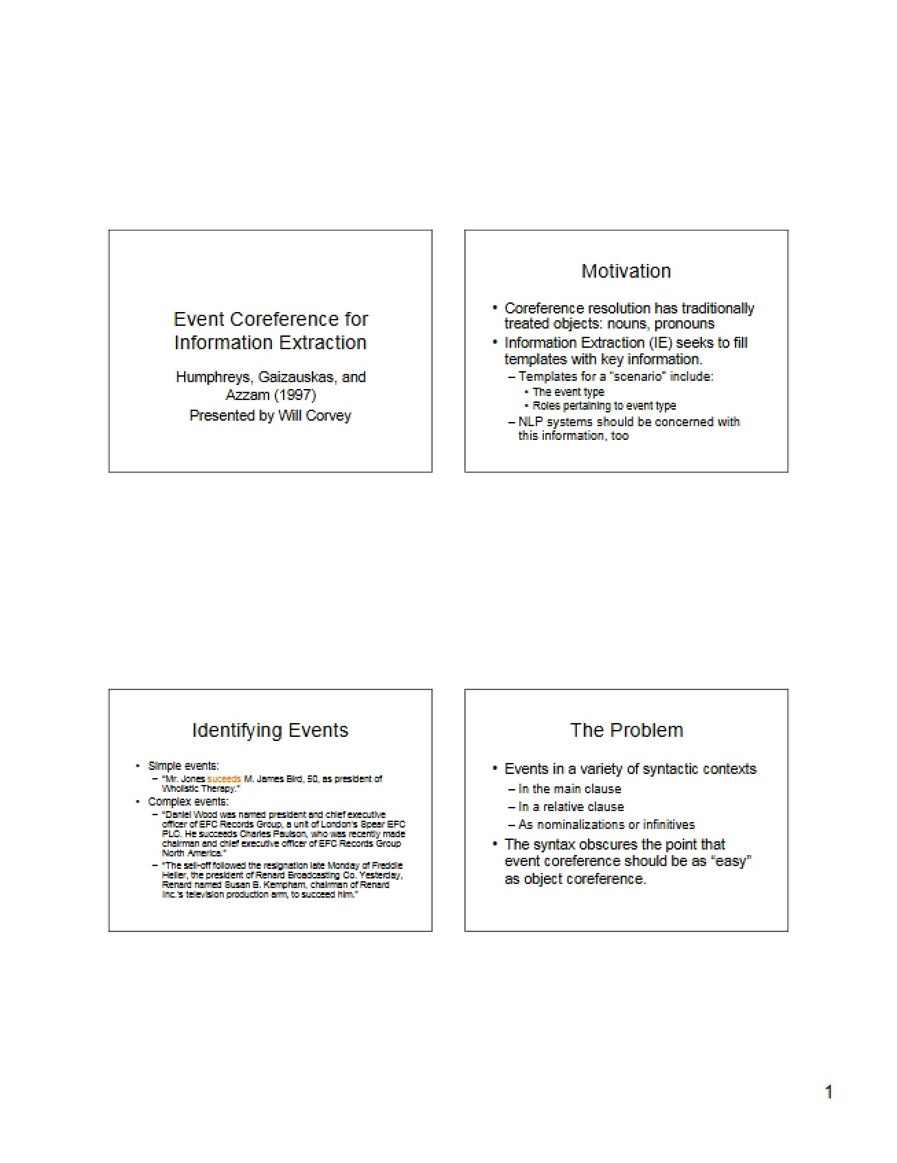 Event Coreference for Information Extraction