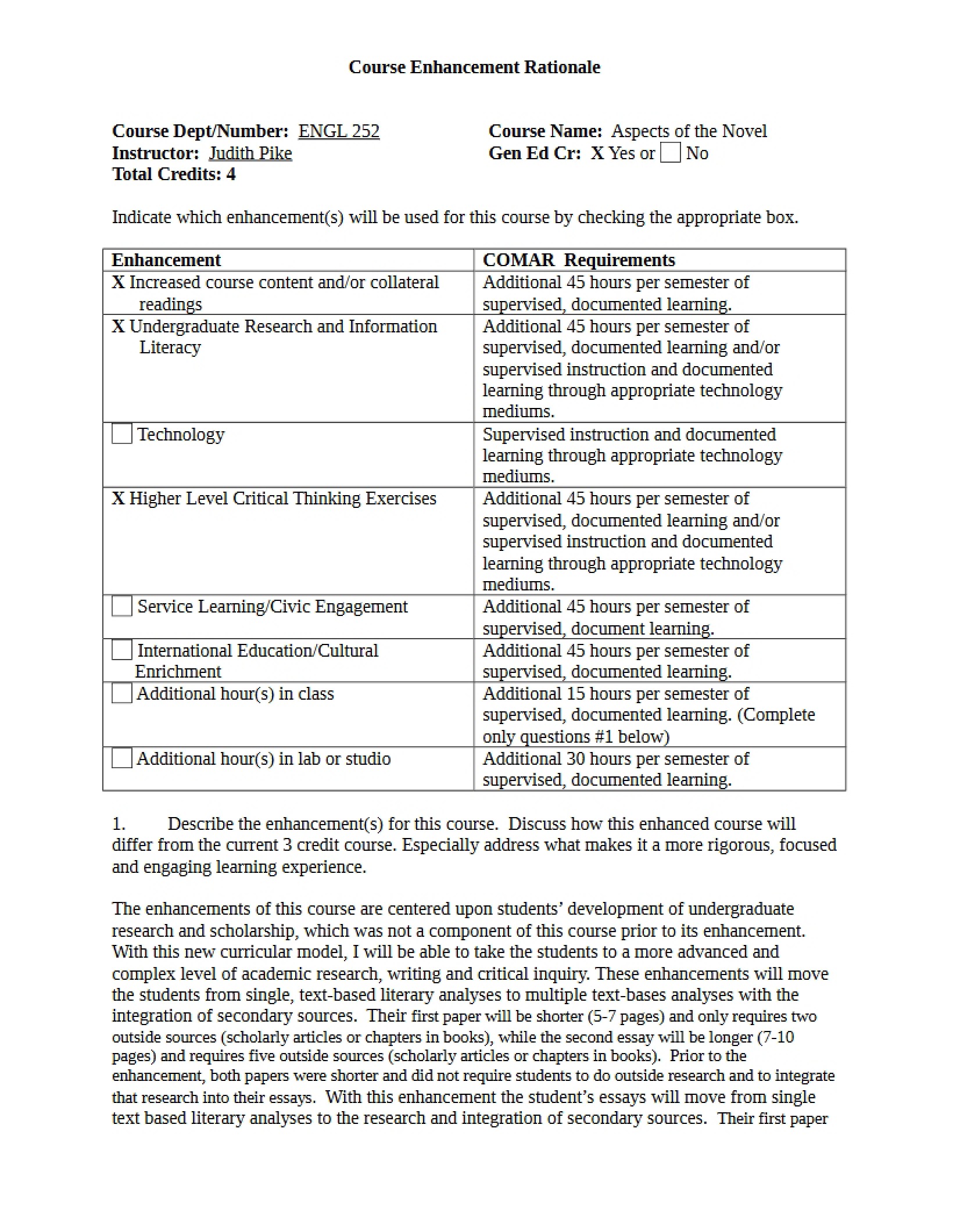 Syllabus Aspects of the Novel