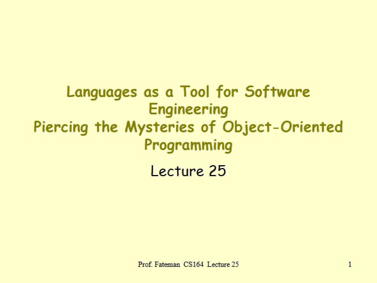 Lecture 25 Notes