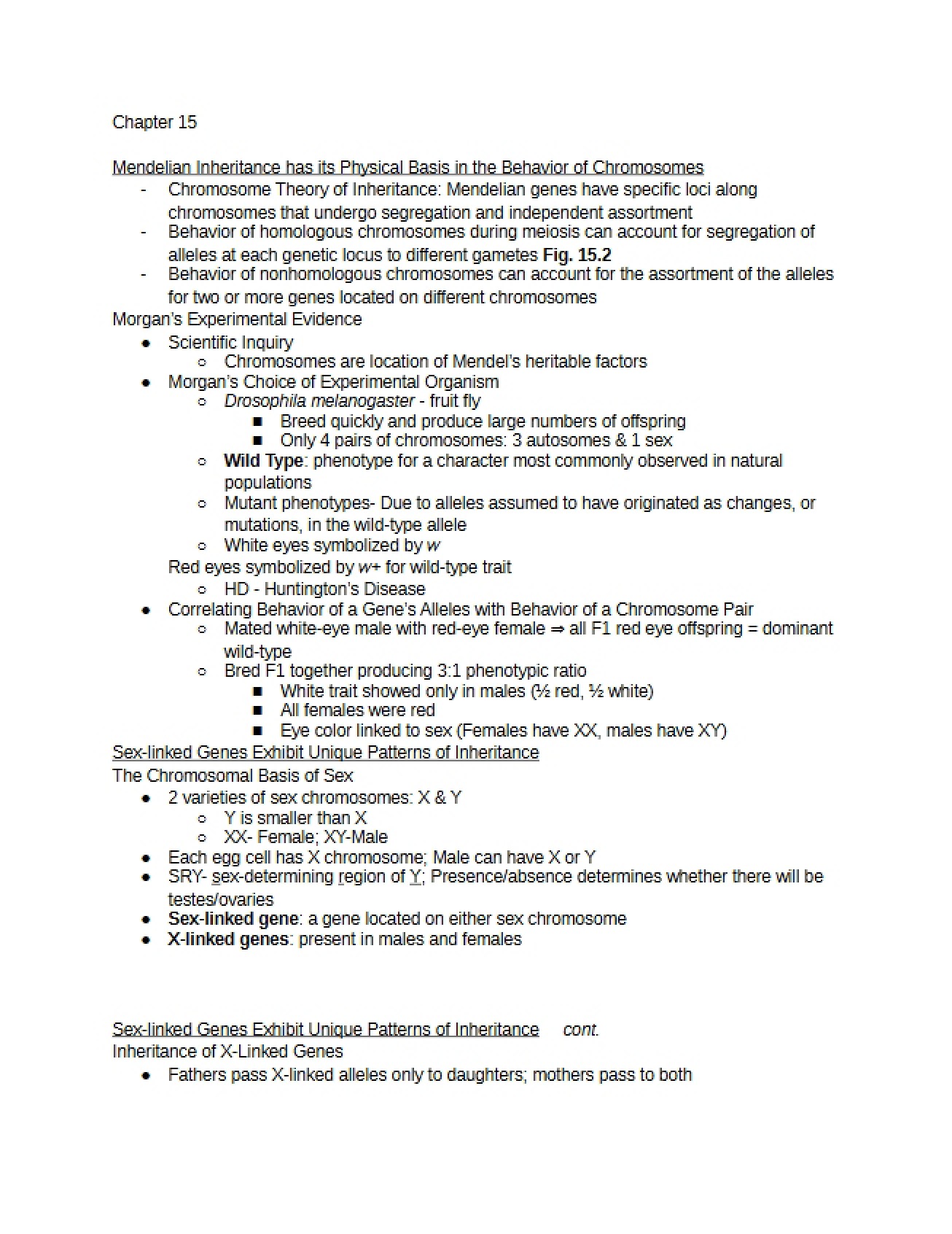 Chapter 15 The Chromosomal Basis of Inheritance