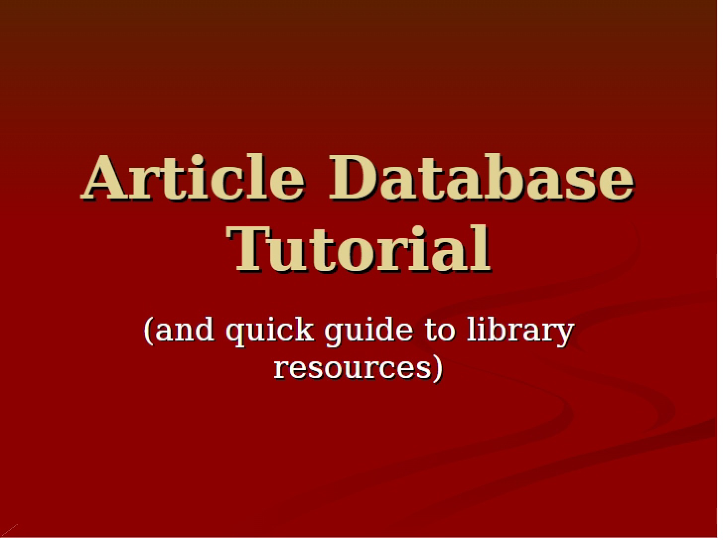 Tutorial Article Database