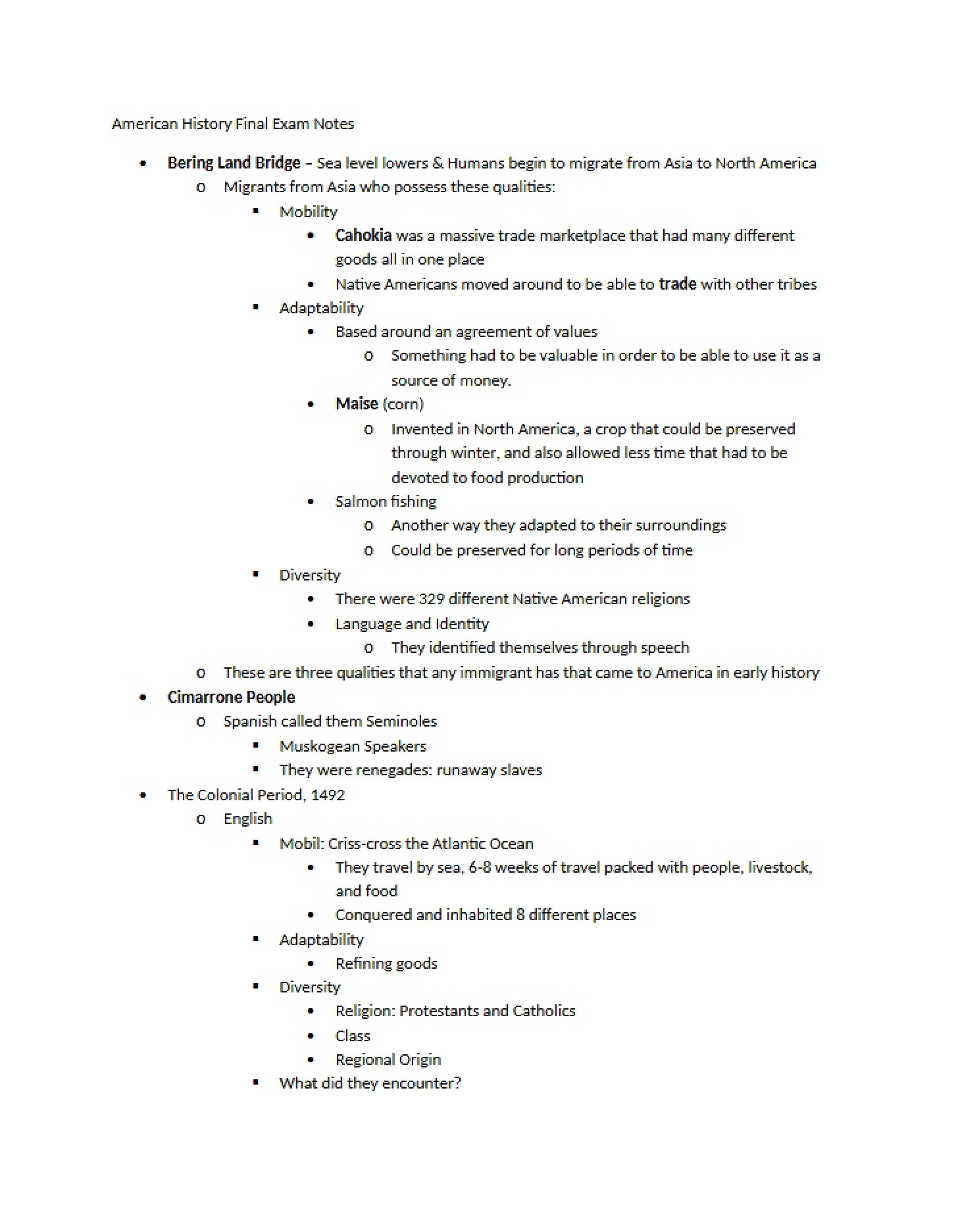 Exit Exam Summary American Historical Records