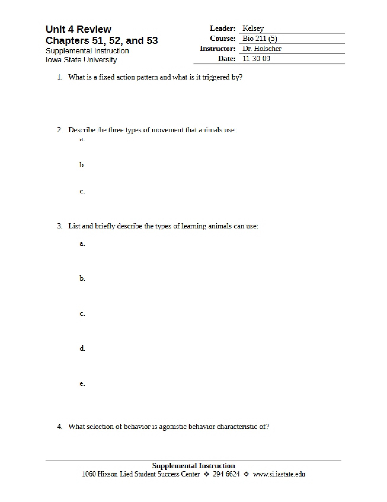 General Review of Biology I Topics