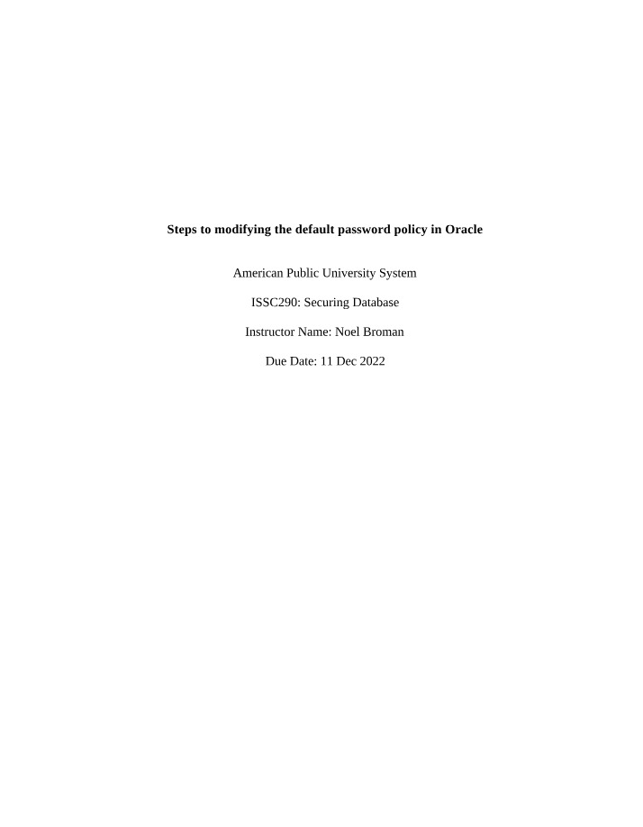 Oracle - Modifying the Default Password Policy