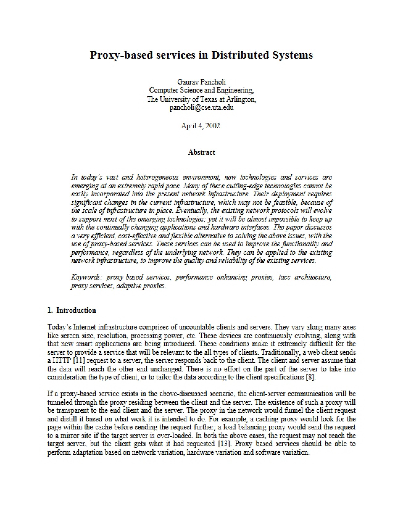 Distributed Systems Proxy-Based Services