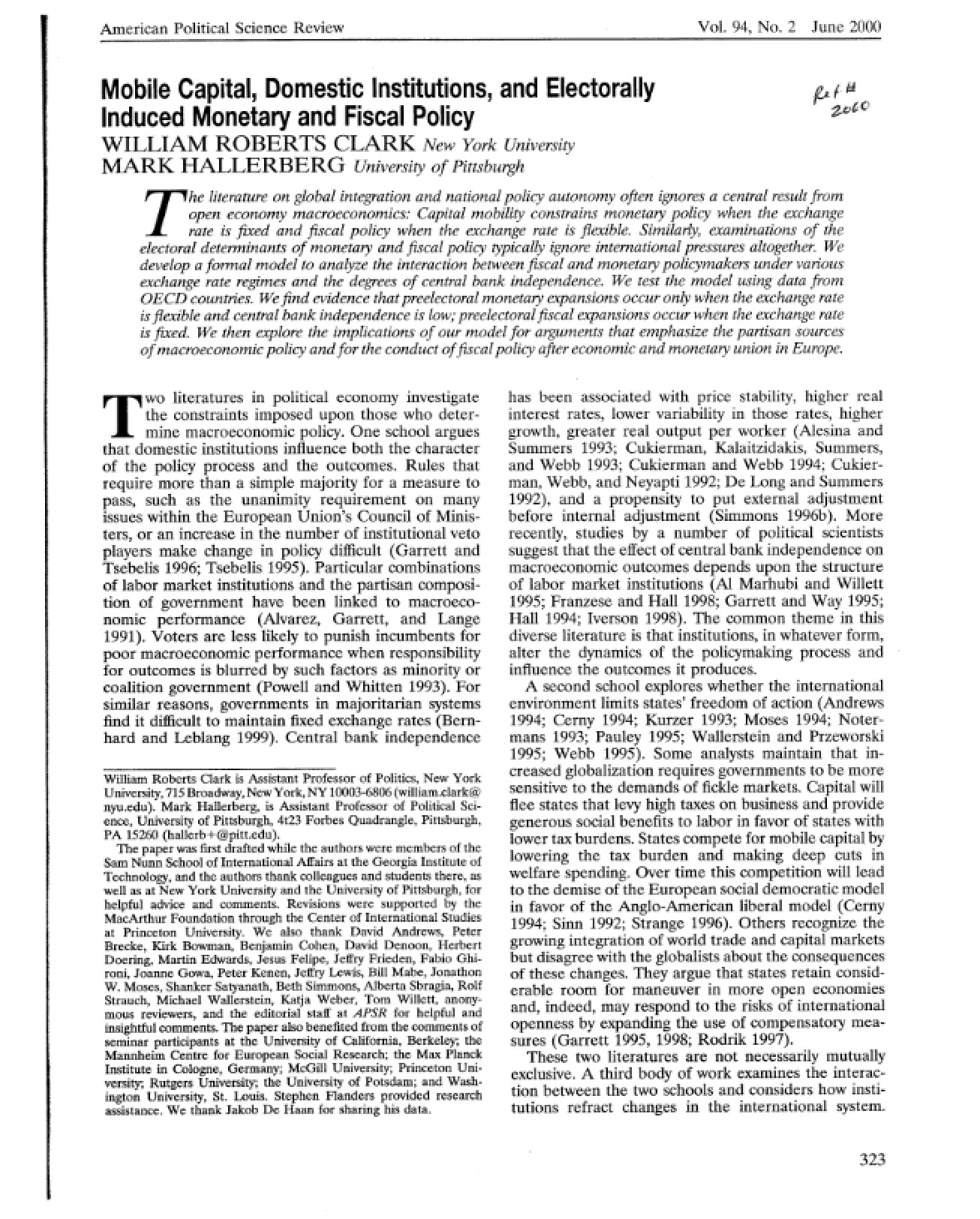 Course Notes on International Relations Theory
