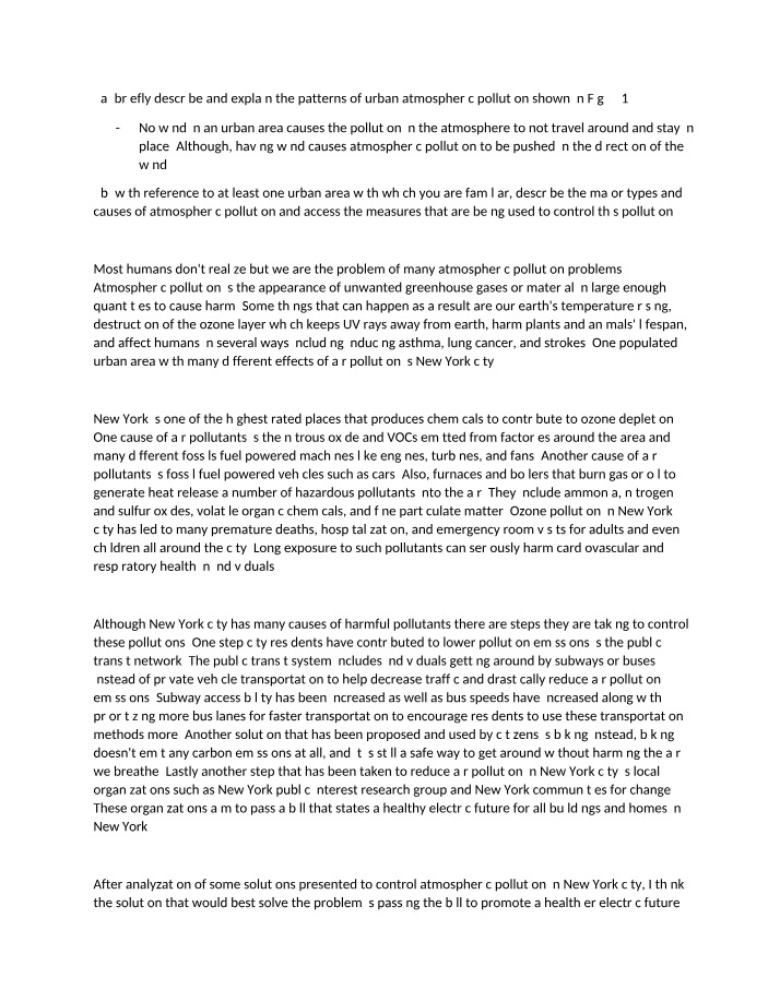 Urban Atmospheric Pollution Causes Summary