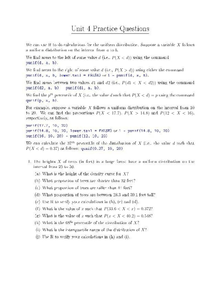 Proportions and Percentiles for Uniform and Standard Distributions