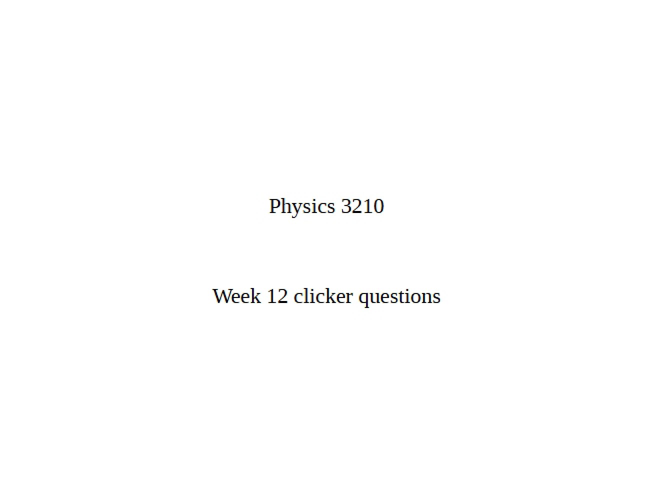 Twelfth Week