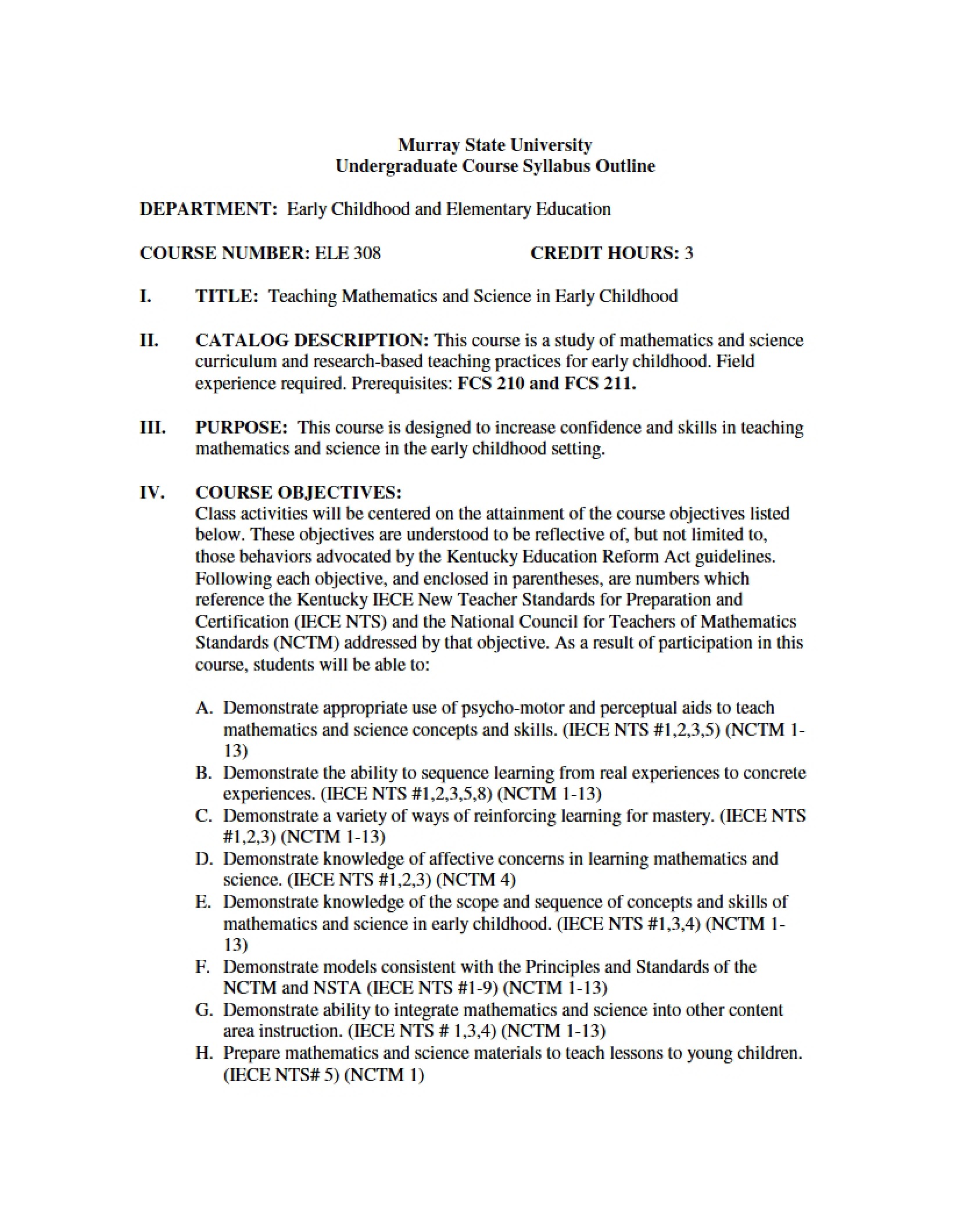 Syllabus - 4 Pages