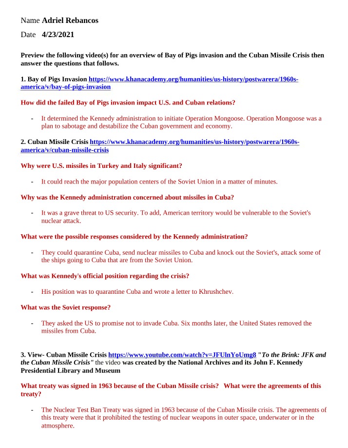 Bay of Pigs Invasion and Cuban Impact