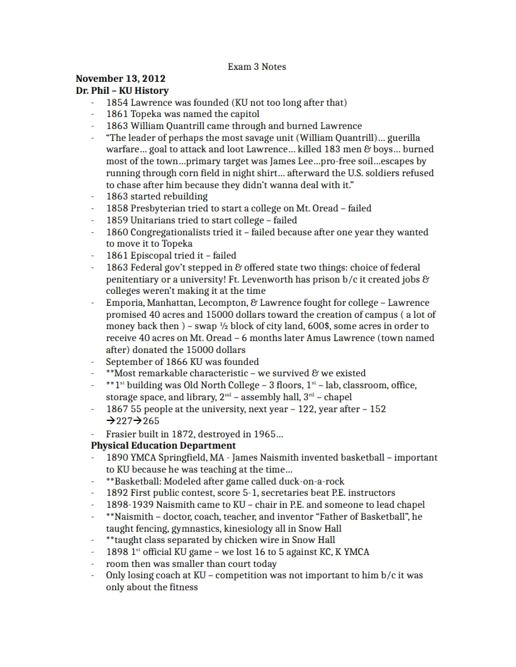 Fourth Exam Lecture Notes