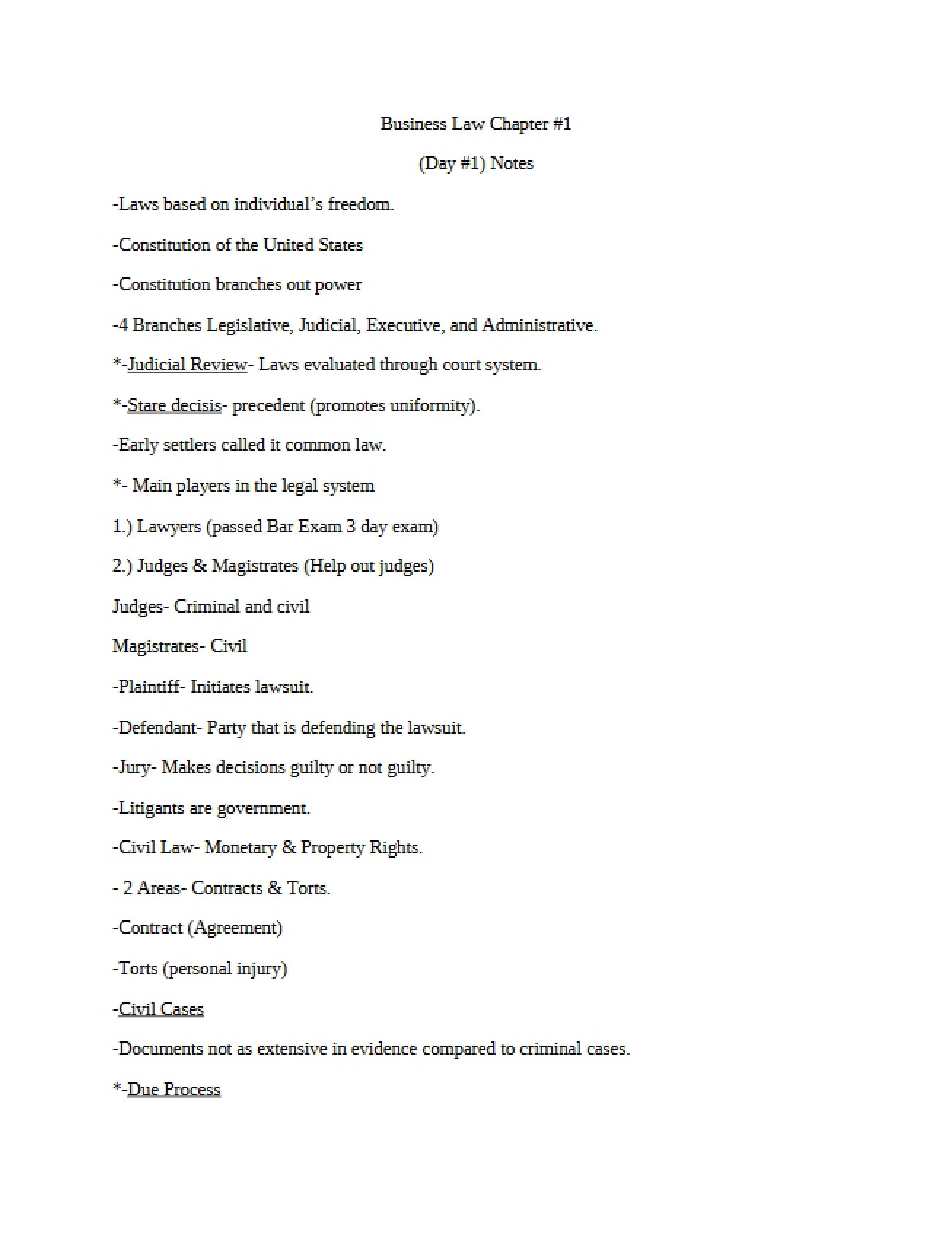First Chapter Notes