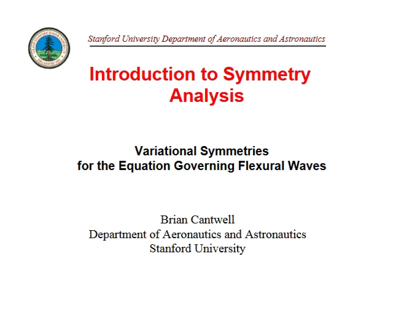 Variational Symmetries for Flexural Waves Equation