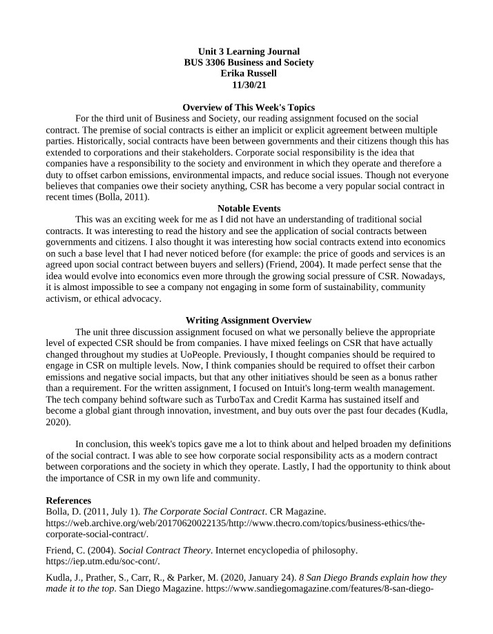 Learning Journal for Unit 3
