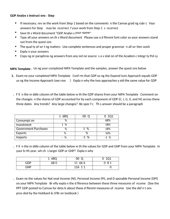 Instructions for Step 2 of GDP Analysis