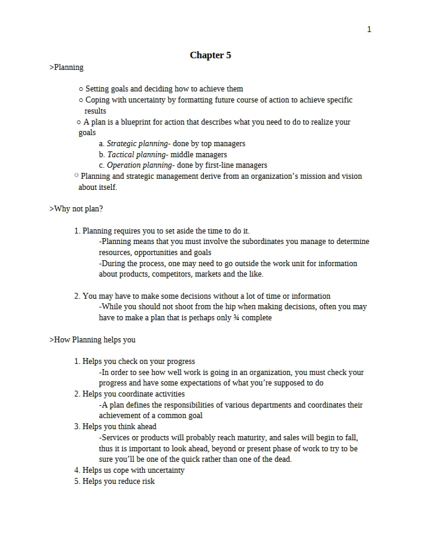 Planning Chapter 5