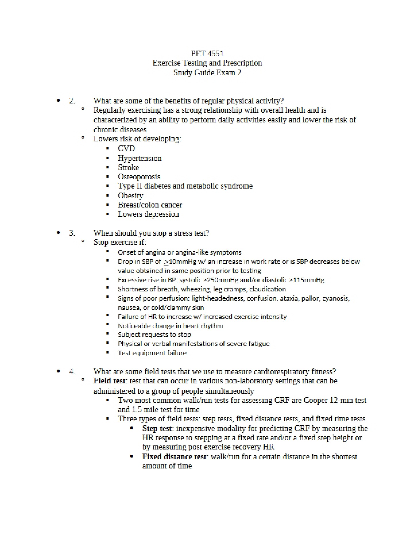 TestingPrescription of Exercise