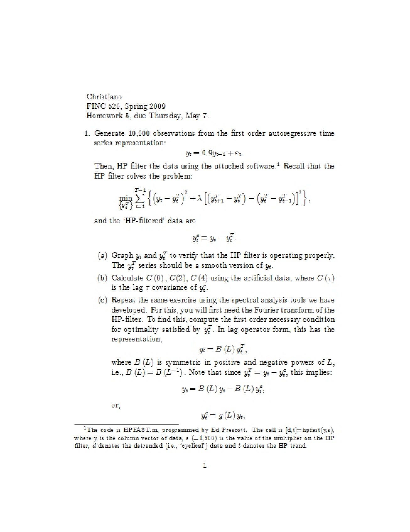 Sixth Homework Assignment