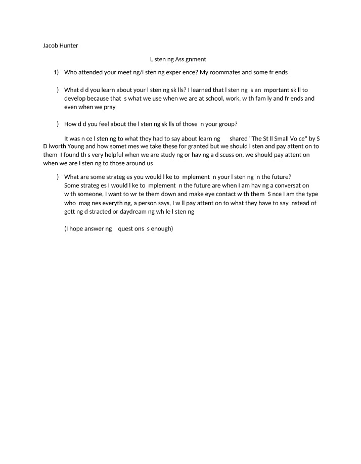 Assignment for Listening