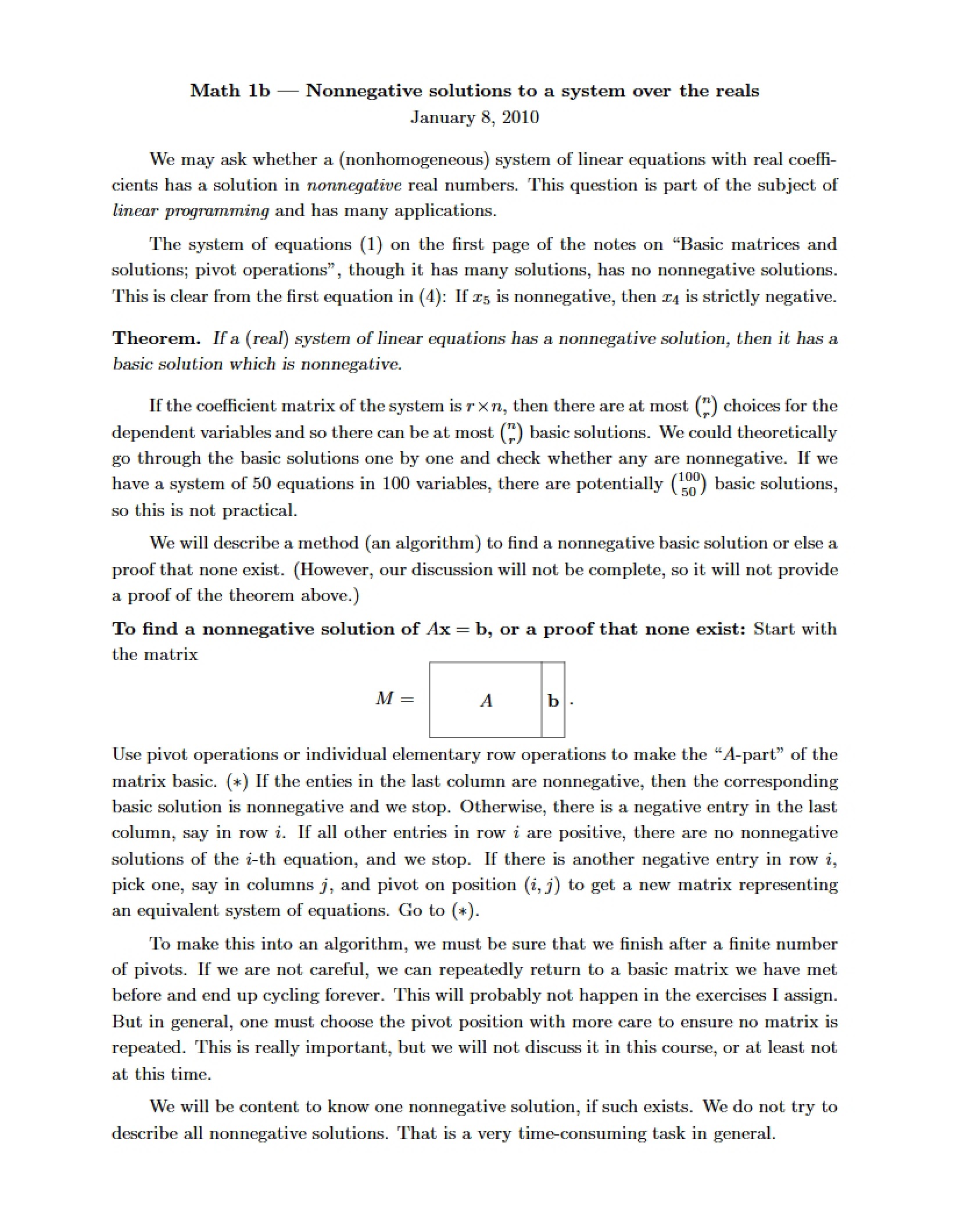 Real System Nonnegative Solutions