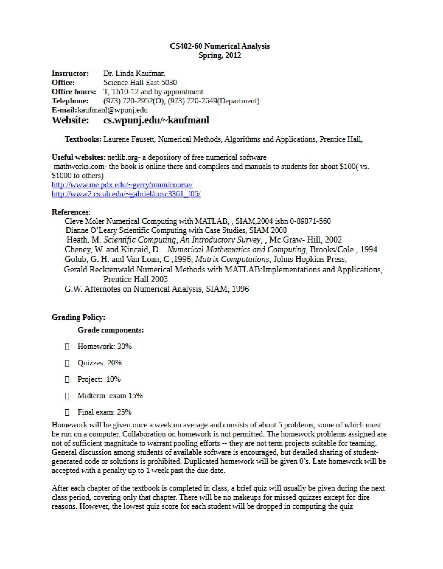 Syllabus for CS 4020 (Copy)