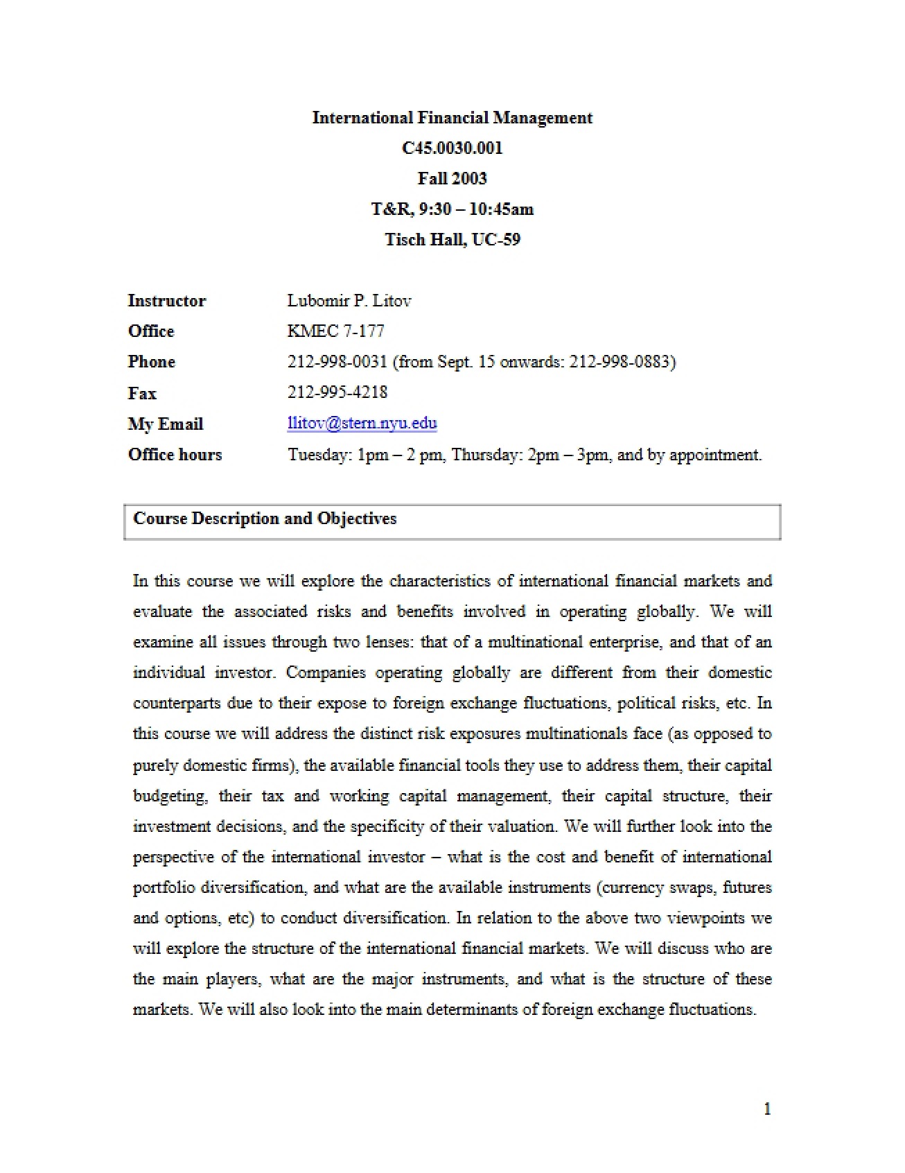 Syllabus for BUSF-SHU 353