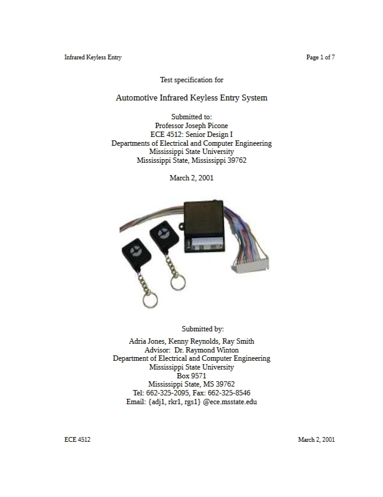 Specifications for Testing