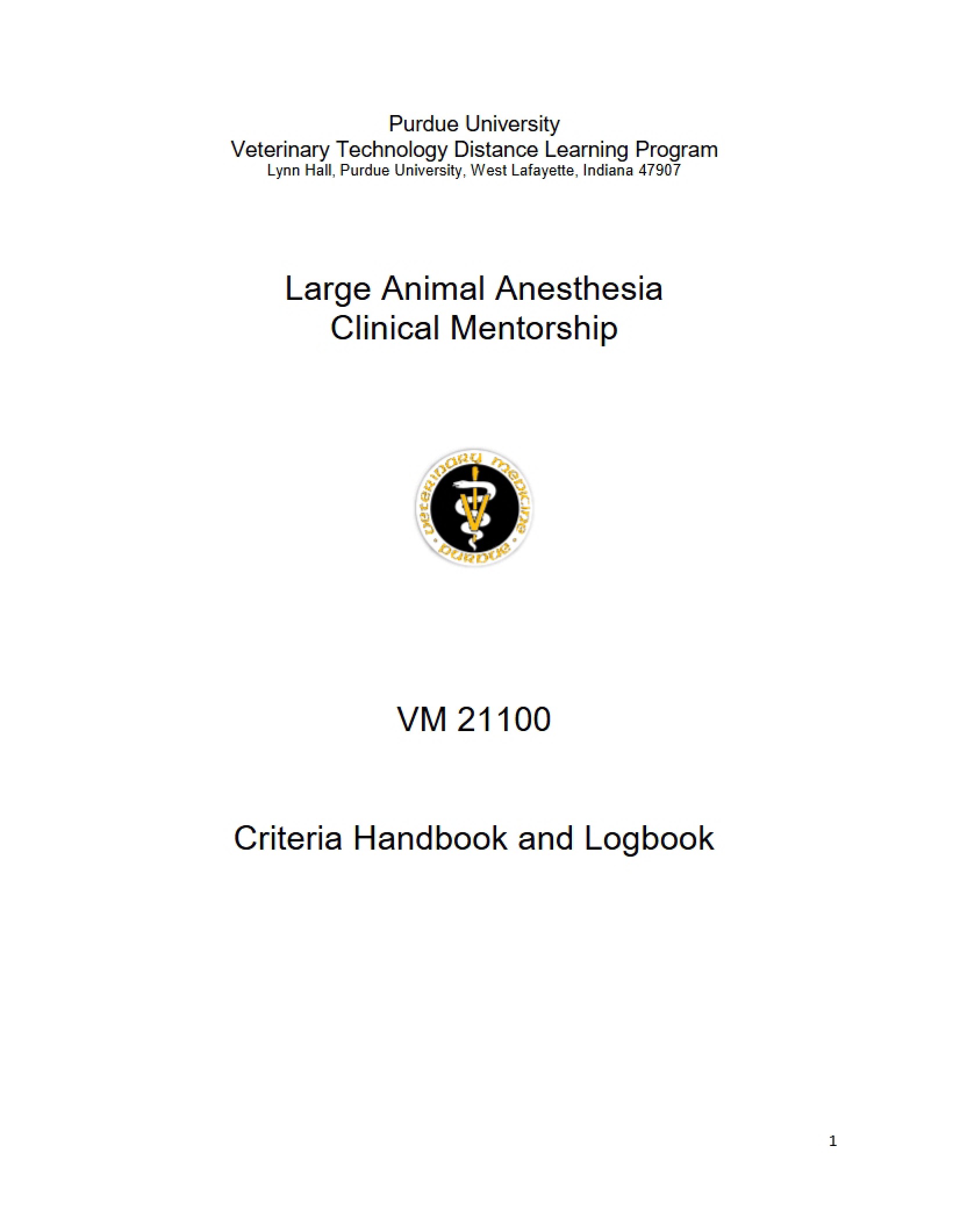 Logbook and Handbook of Criteria