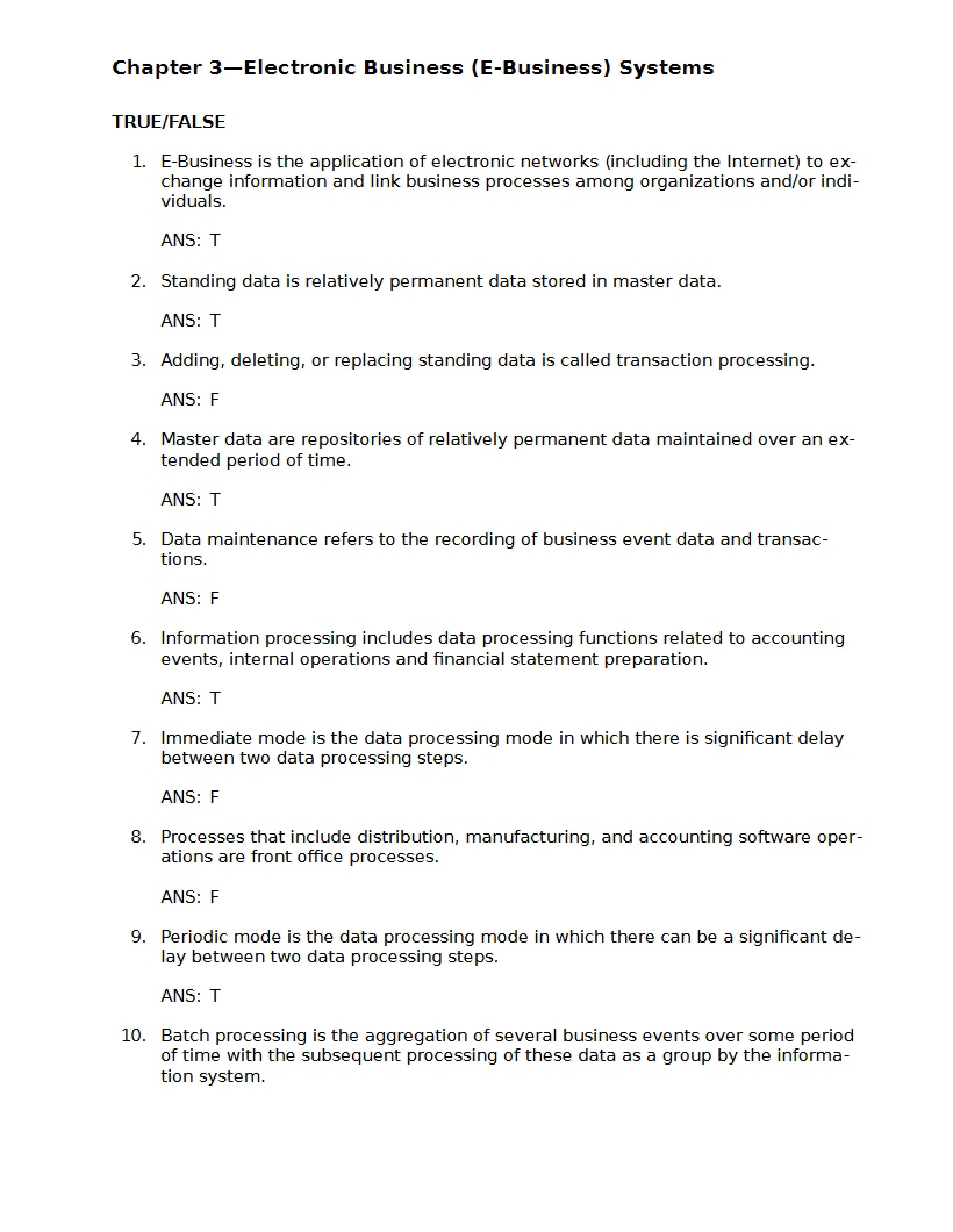 E-Business Systems (Chapter 3)