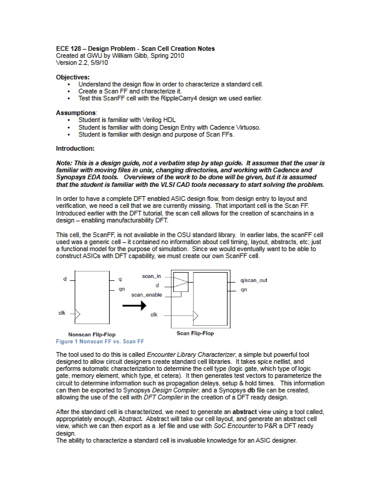Design Problem Scan Cell Creation Notes