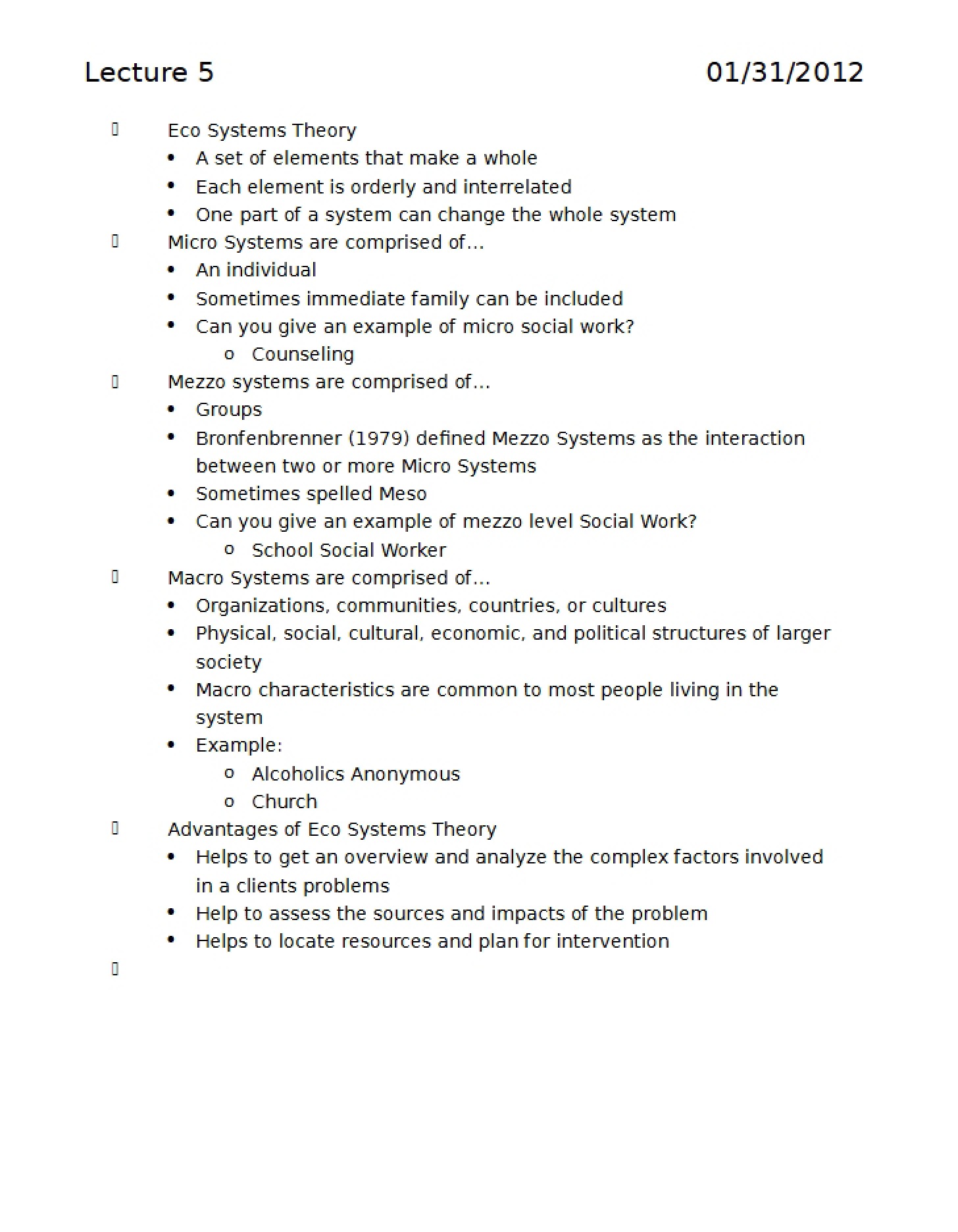 Lecture Five
