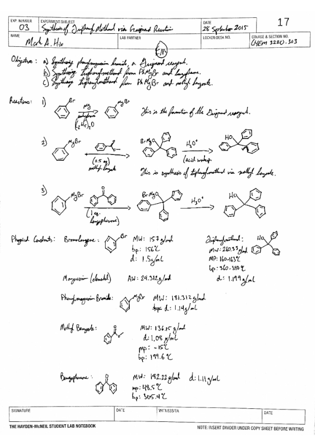 Organic Chemistry Lab Notes I