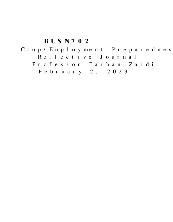 Assignment - Reflective Journal