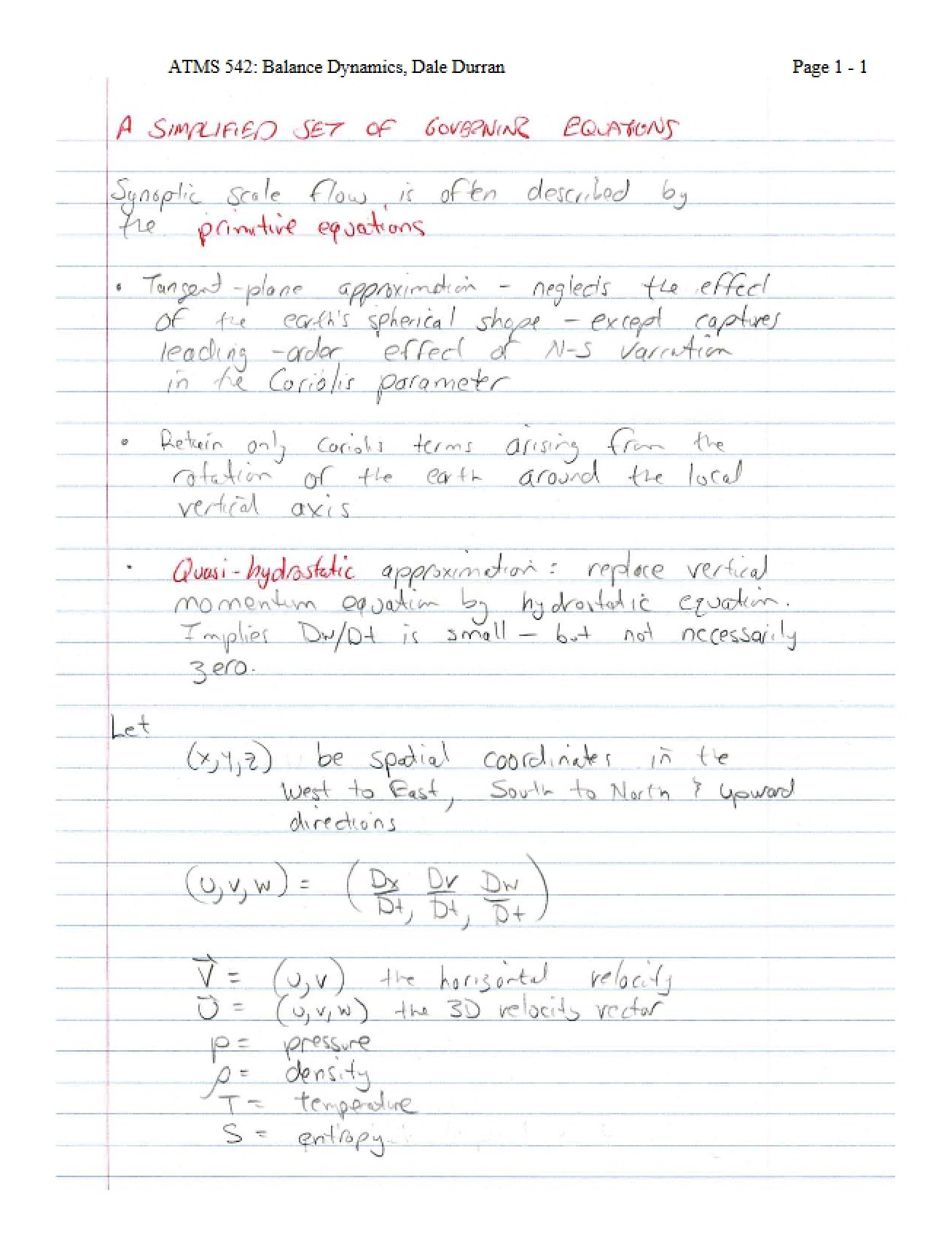 Notes from Class