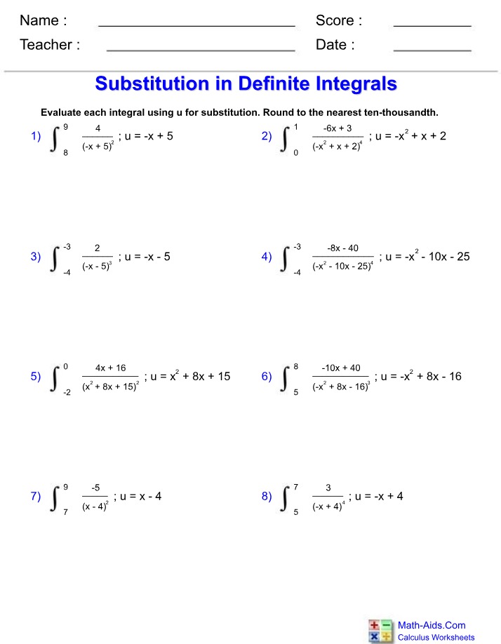 Substitution for Definite Integrals