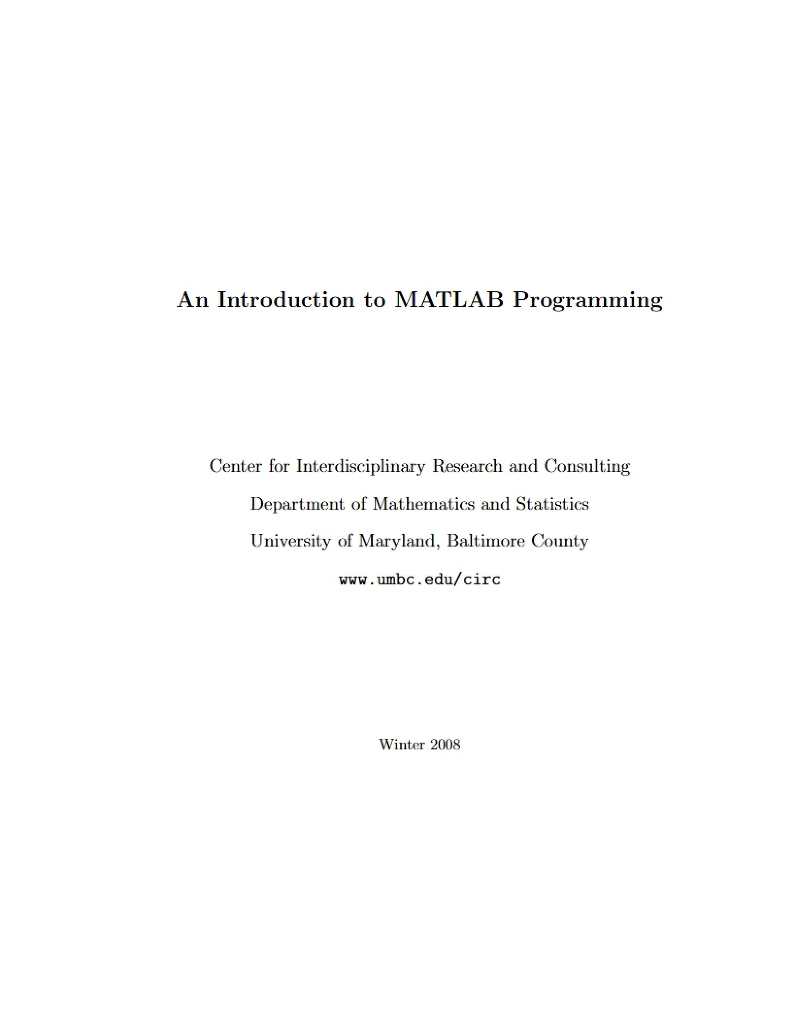 MATLAB Program Introduction